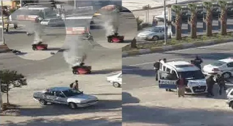 Polise Kızdı Motosikletini yaktı