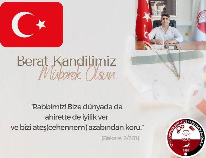 Ceylanpınar esnaf odası başkanından beraat kandili mesajı