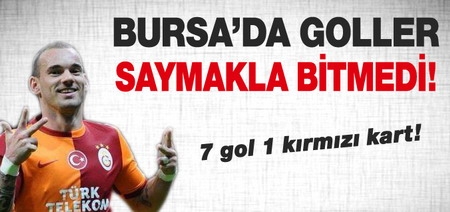 Bursa?da goller saymakla bitmedi; 7 gol, 1 kırmızı kart