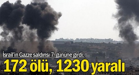 İsrail?in Gazze saldırısı 7. gününe girdi: 172 ölü, 1230 yaralı