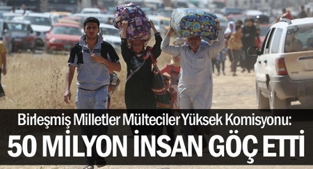 UNHCR : 50 milyon insan yerini yurdunu terk etmek zorunda kaldı